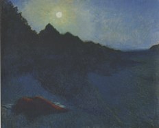 Jean Delville, [Figure allongée dans un paysage au clair de lune], 1888