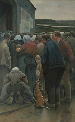 Eugène LAERMANS, Boeren wachten aan de voordeur, 1891 