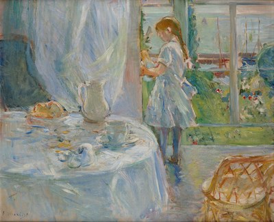 Morisot - Interieur van een cottage of Meisje met pop